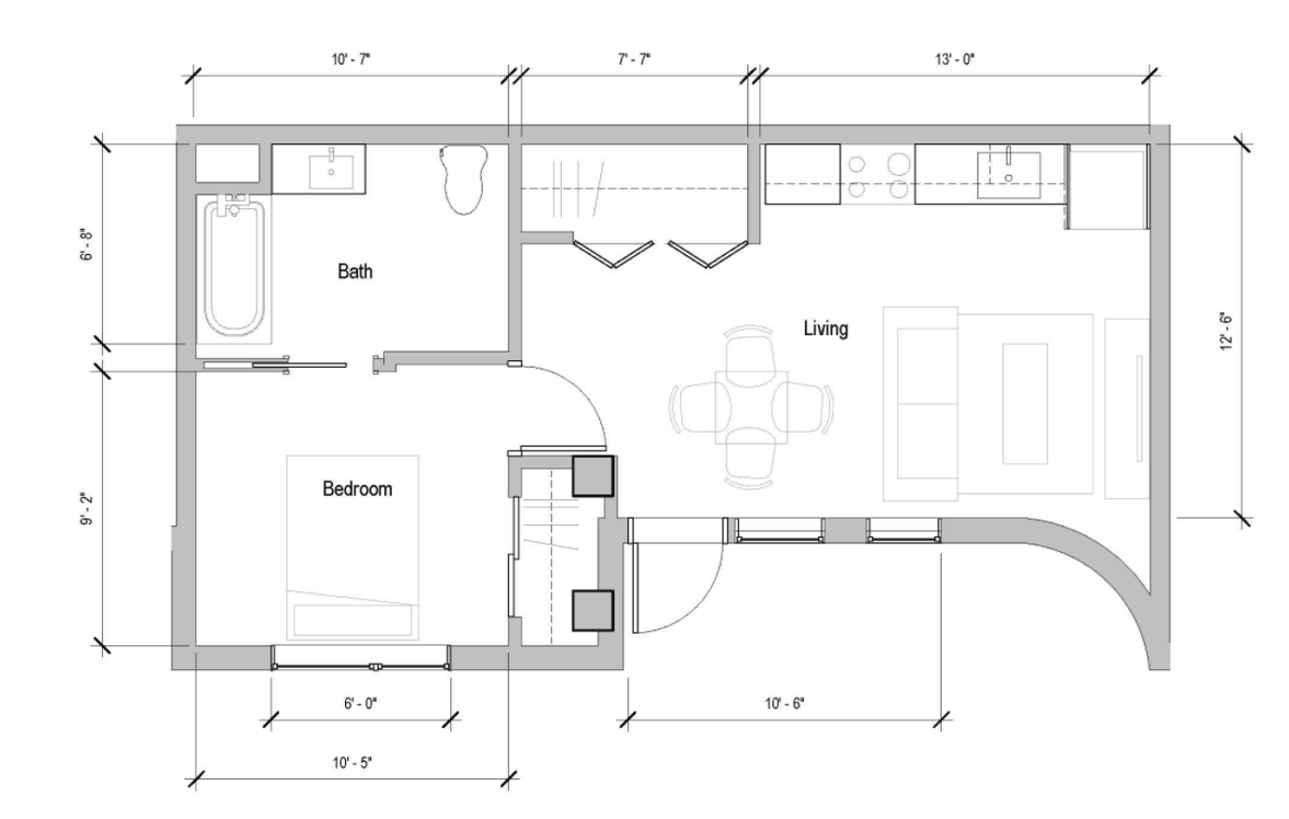 A Floor Plan A Floor Plan at Nomad Apartments, Portland, OR, 97217